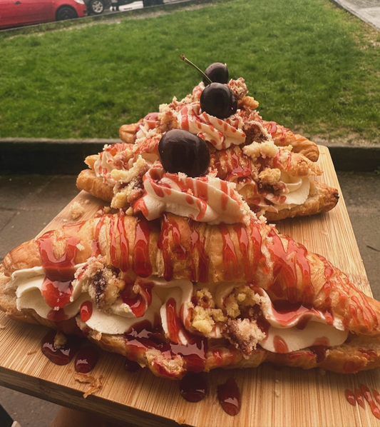 Cherry Crumble Cheesecake Filled Croissant