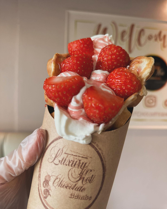 Strawberries & Cream Bubble Waffle